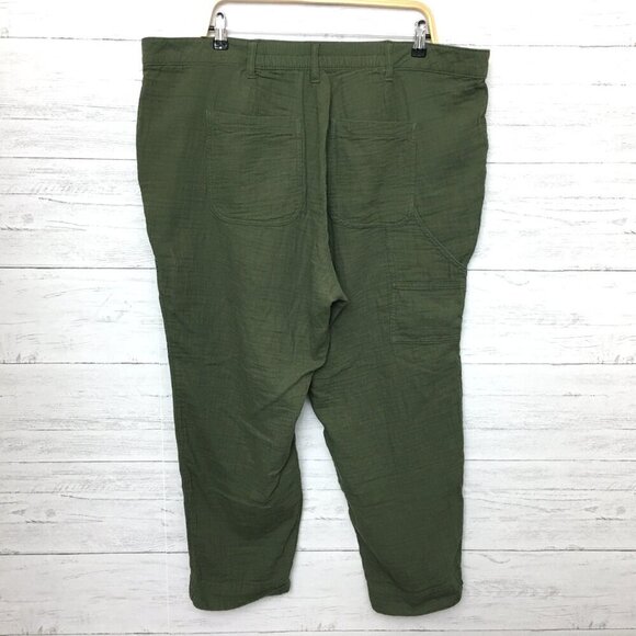 NEW Old Navy Women's Green Crinkled Cotton Pants Lightweight Size 20 length 27" - Picture 2 of 10